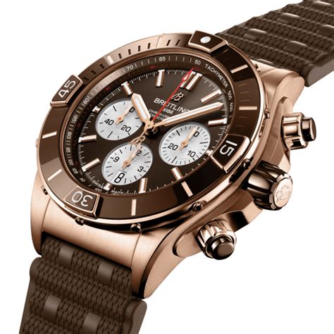 breitling uhr braunes armband rosegold|Super Chronomat B01 44 .